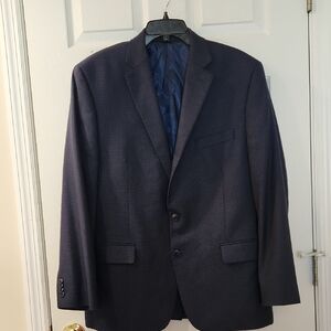 Michael Kors Men's Navy Single Breasted Two Buttton Micro Houndstooth Blazer 44R